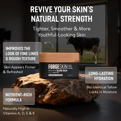 Forge Skin Beef Tallow Balm Moisturizer for Men Skin Care - Face + Body Wrinkle Defense, Hydration Cream - Natural Skincare Lotion (1.7 OZ)